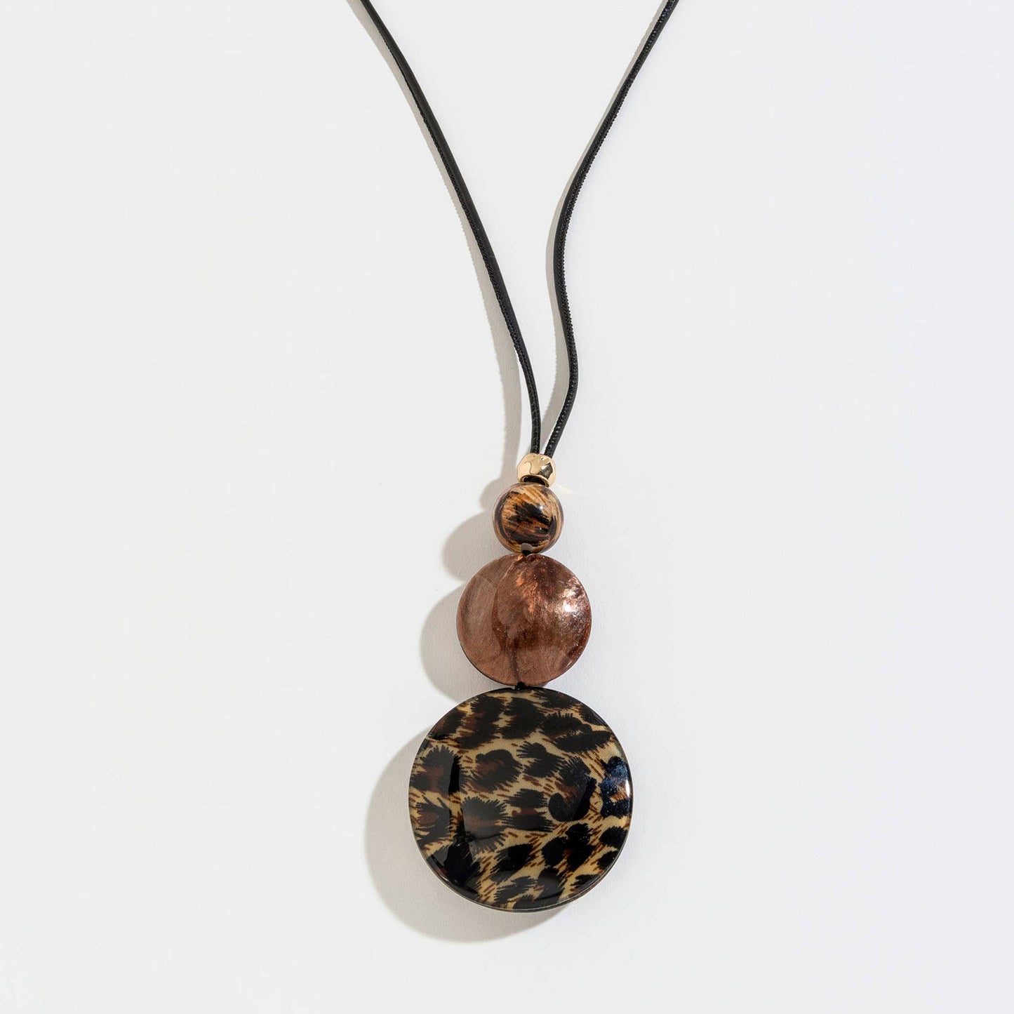 Sale - Cheetah Print Bubble Disc and Corded Y-Neck Necklace