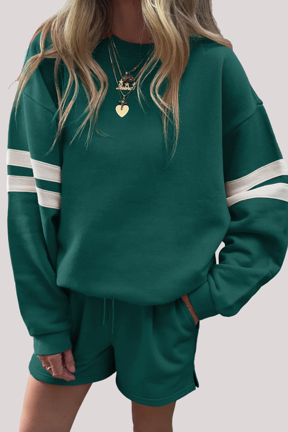 Evergreen Sweatshirt with Shorts Set