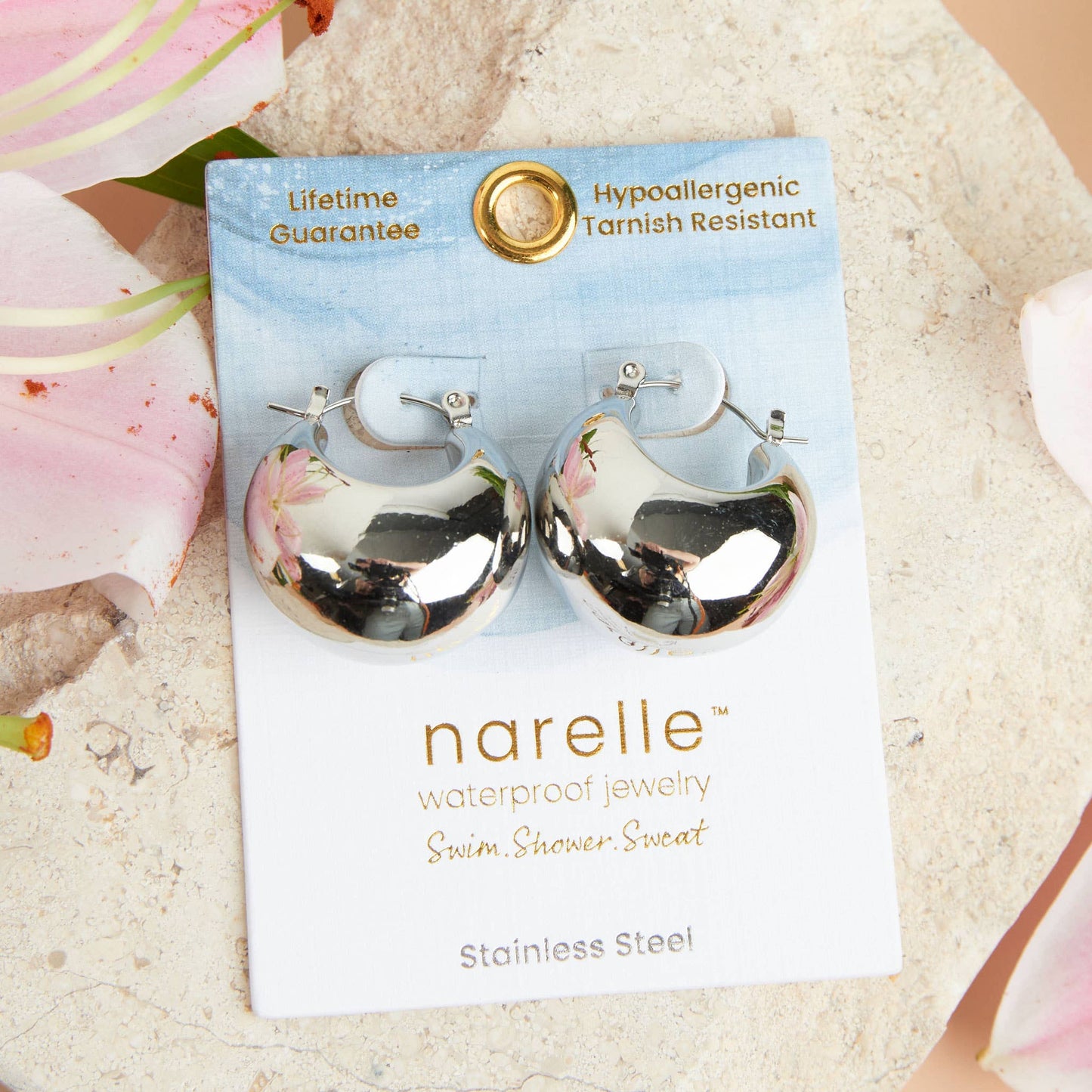 Narelle Waterproof Bowl Hoop Earrings: Yellow Gold