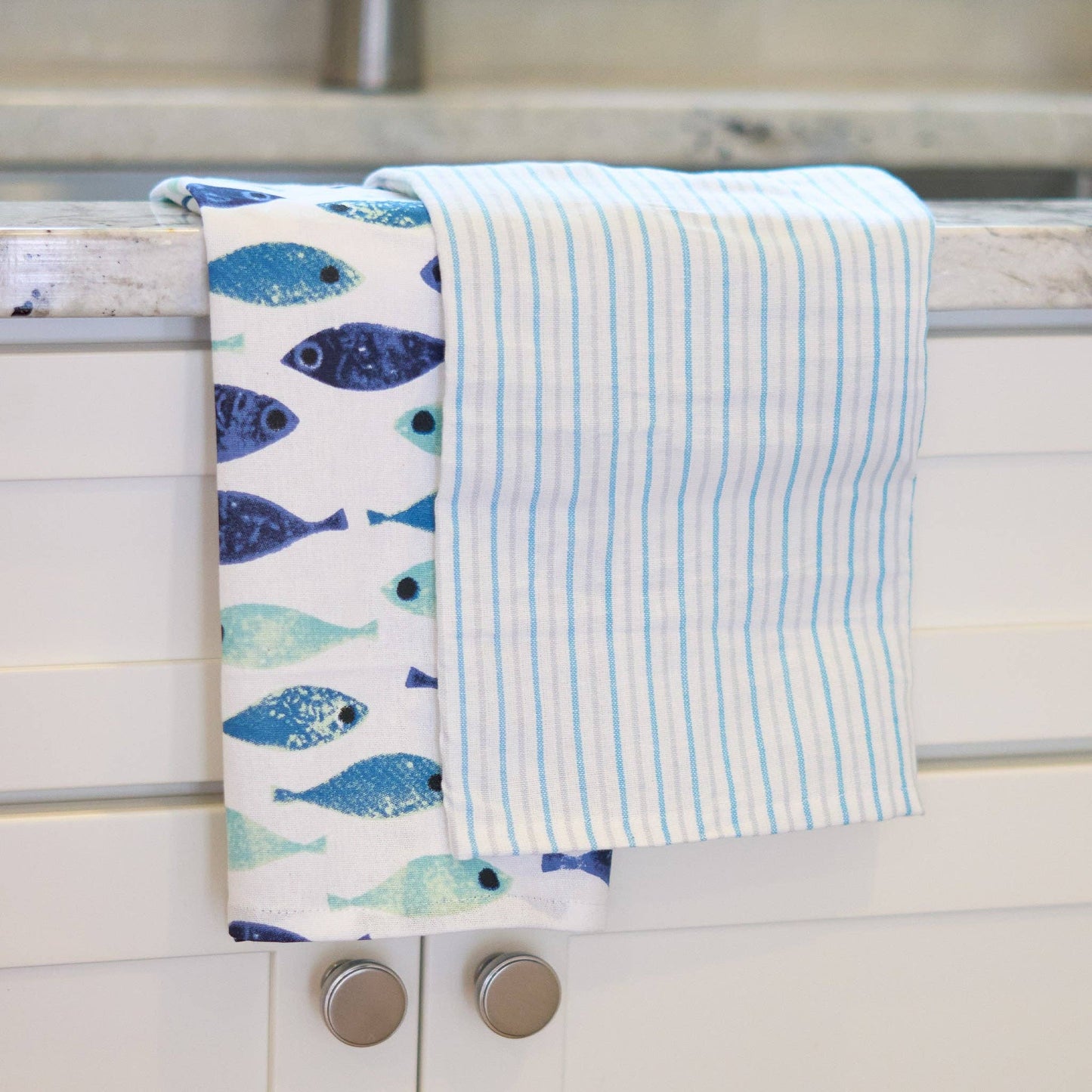 3 Piece Seafoam Stripe Tea Towel Set
